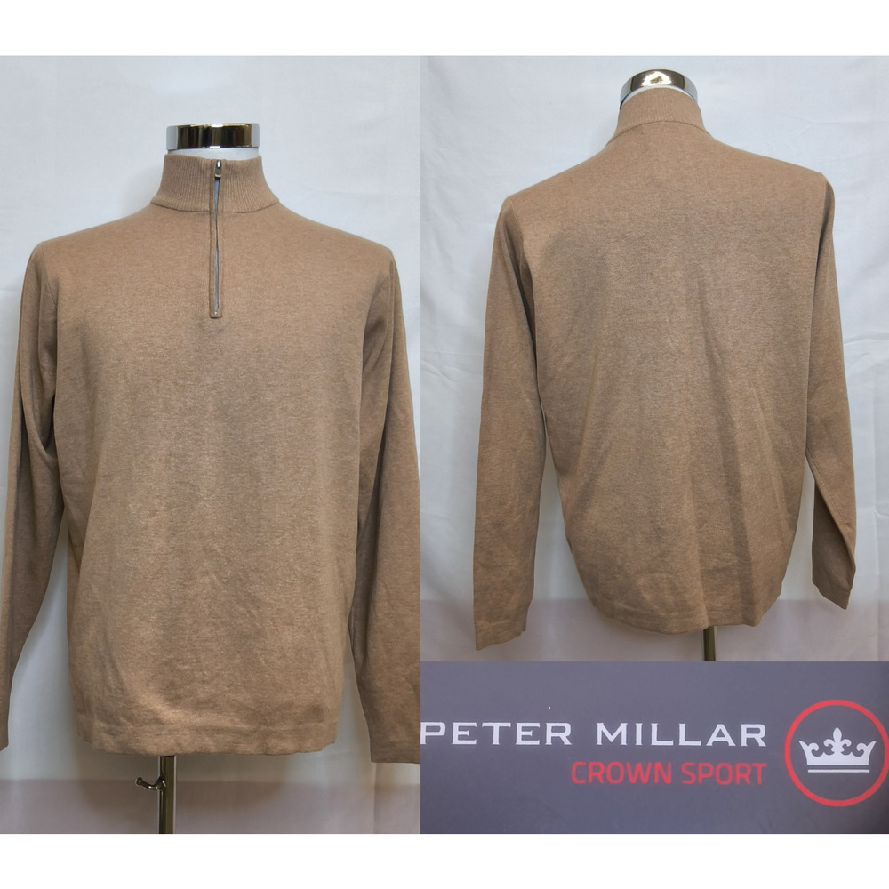 Peter Millar Crown Sport 1/4 Zip Sweater Men's M Brown NWT #W4836